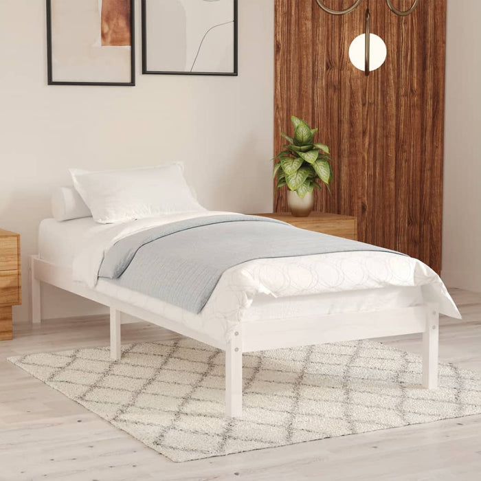 Bed Frame without Mattress White Solid Wood Small Single