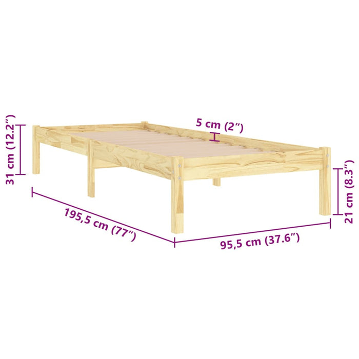 Bed Frame without Mattress Solid Wood Single