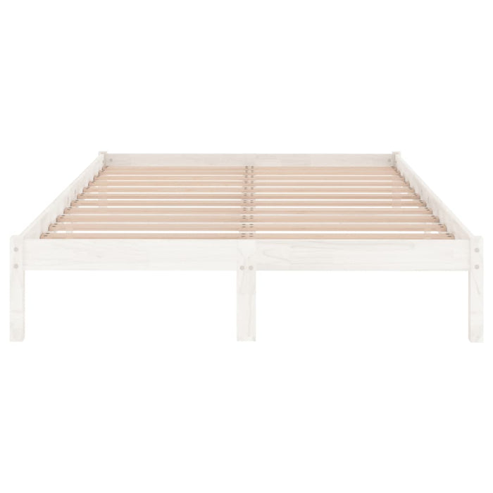 Bed Frame without Mattress White Solid Wood Double