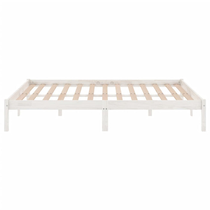 Bed Frame without Mattress White Solid Wood Double