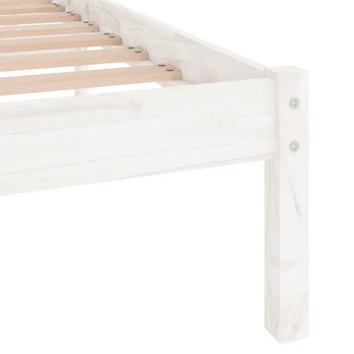 Bed Frame without Mattress White Solid Wood Double