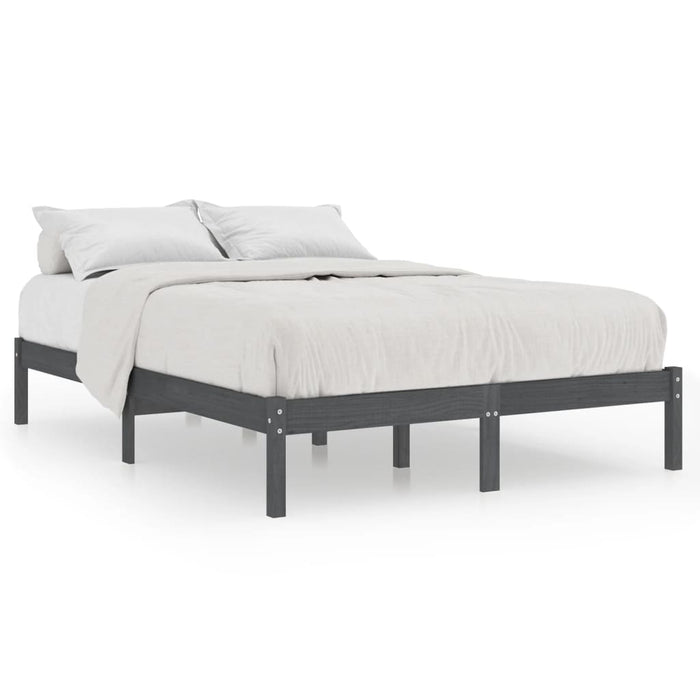 Bed Frame without Mattress Grey Solid Wood Double