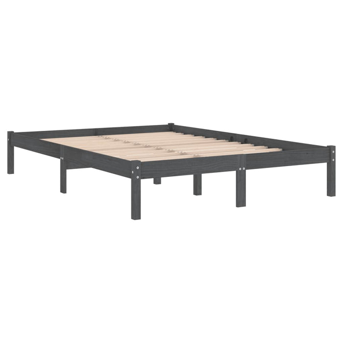 Bed Frame without Mattress Grey Solid Wood Double