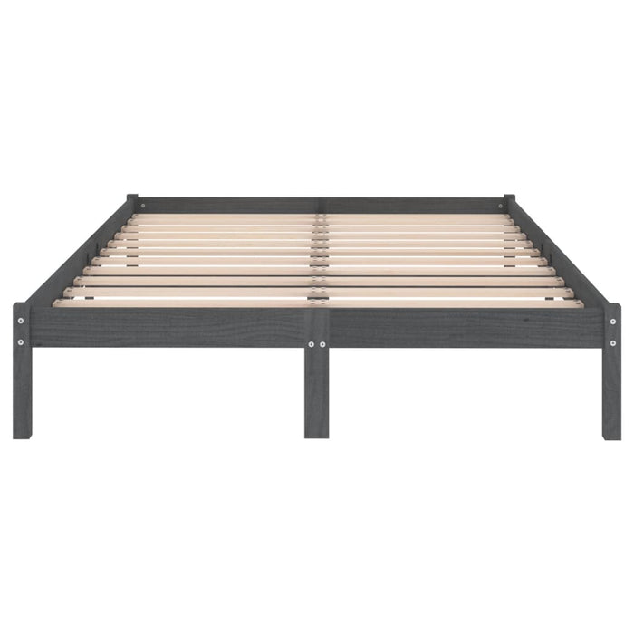 Bed Frame without Mattress Grey Solid Wood Double