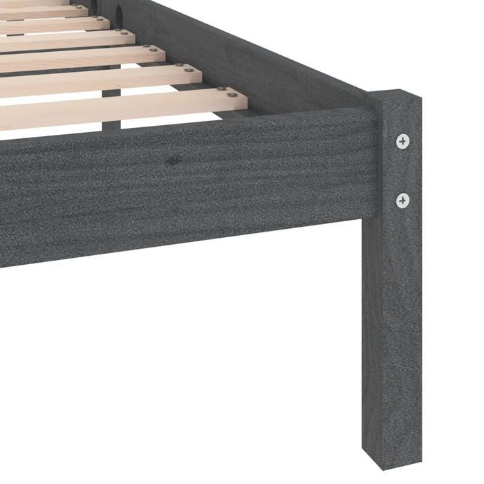 Bed Frame without Mattress Grey Solid Wood Double