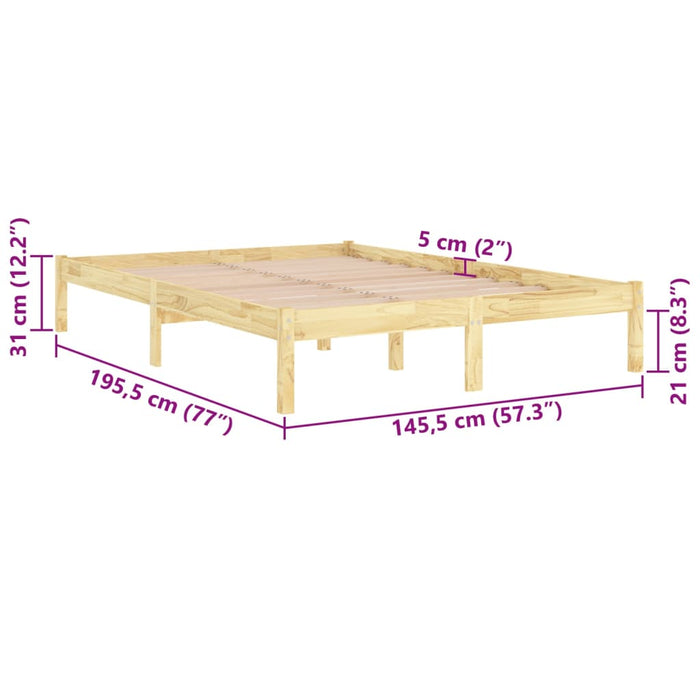 809997 vidaXL Bed Frame without Mattress Solid Wood 140x190 cm