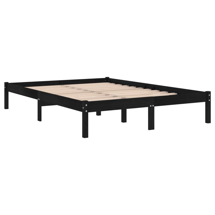 810001 vidaXL Cadru pat fără saltea Lemn masiv negru 140x190 cm