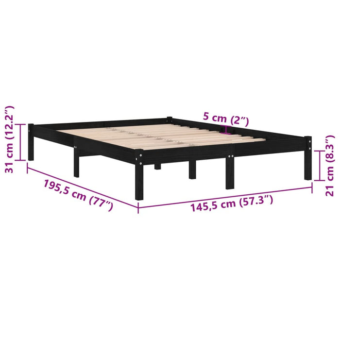 810001 vidaXL Cadru pat fără saltea Lemn masiv negru 140x190 cm