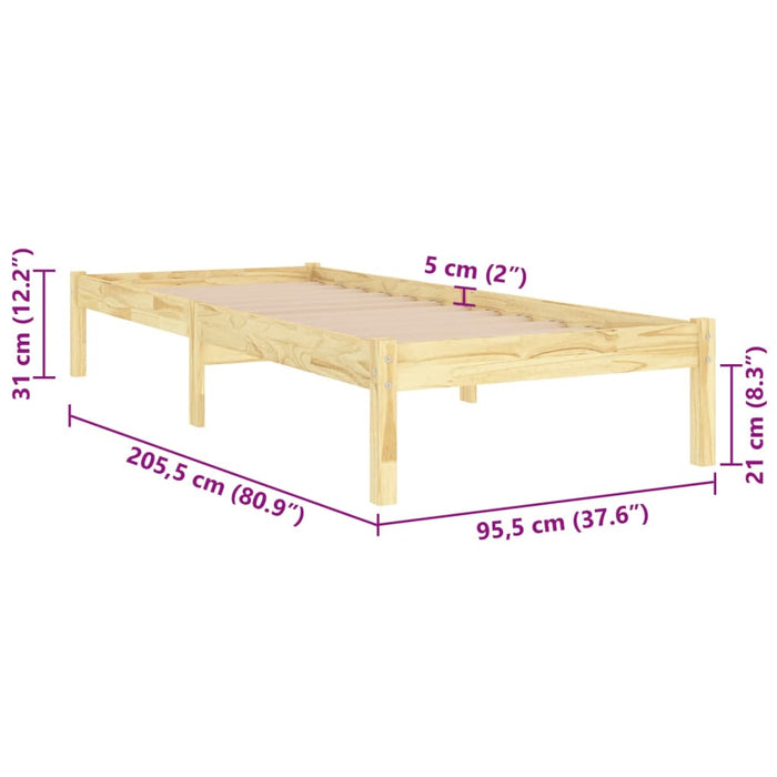 810002 vidaXL Bed Frame without Mattress Solid Wood 90x200 cm