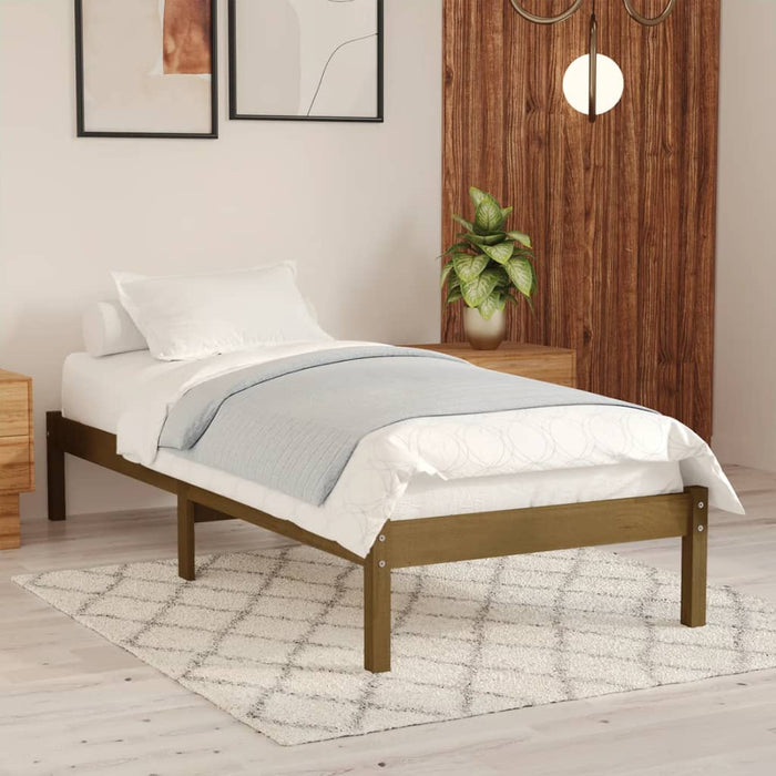 810010 vidaXL Bed Frame without Mattress Honey Brown Solid Wood 100x200 cm