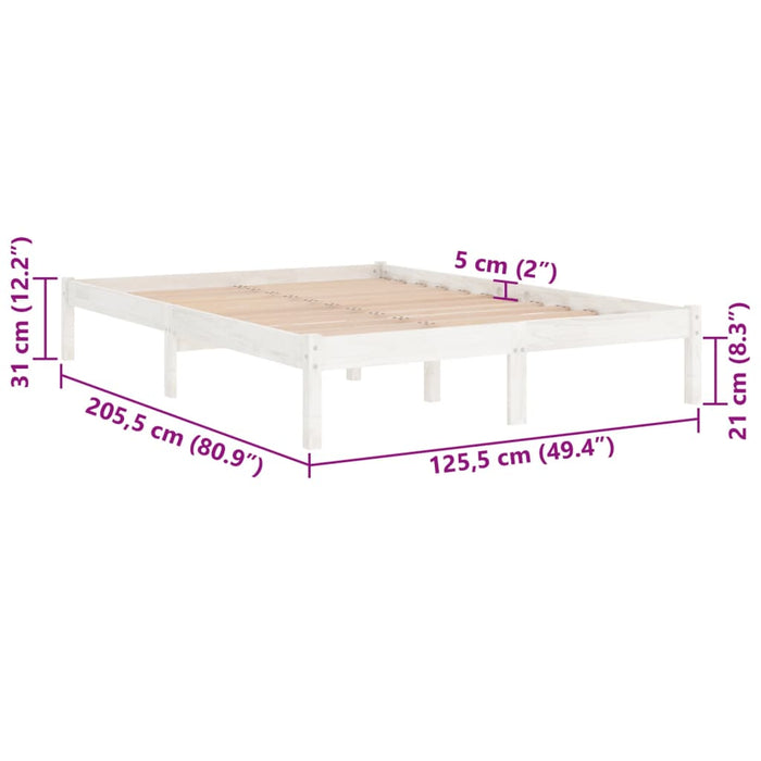 810013 vidaXL Cadru pat fără saltea Lemn masiv alb 120x200 cm