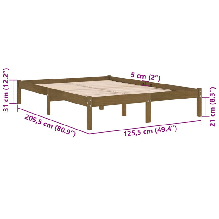 810015 vidaXL Bed Frame without Mattress Honey Brown Solid Wood 120x200 cm