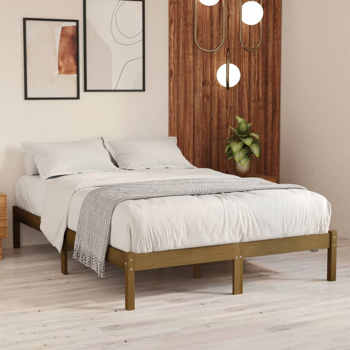 810015 vidaXL Bed Frame without Mattress Honey Brown Solid Wood 120x200 cm