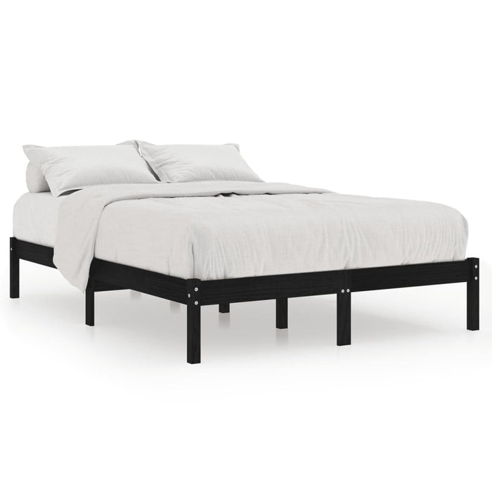 810021 vidaXL Bed Frame without Mattress Black Solid Wood 140x200 cm