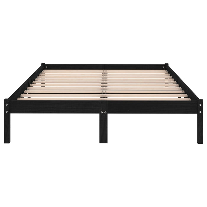 810021 vidaXL Bed Frame without Mattress Black Solid Wood 140x200 cm