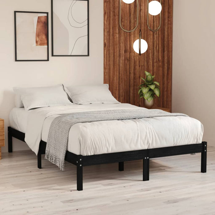 810021 vidaXL Bed Frame without Mattress Black Solid Wood 140x200 cm