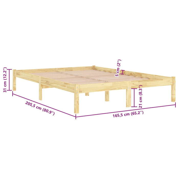 810027 vidaXL Bed Frame without Mattress Solid Wood 160x200 cm