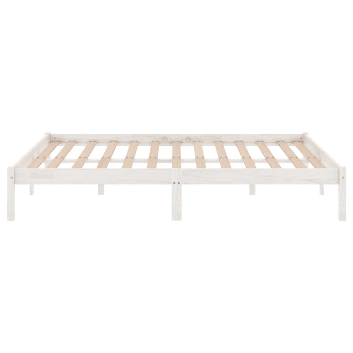 Bed Frame without Mattress White Solid Wood Super King Size