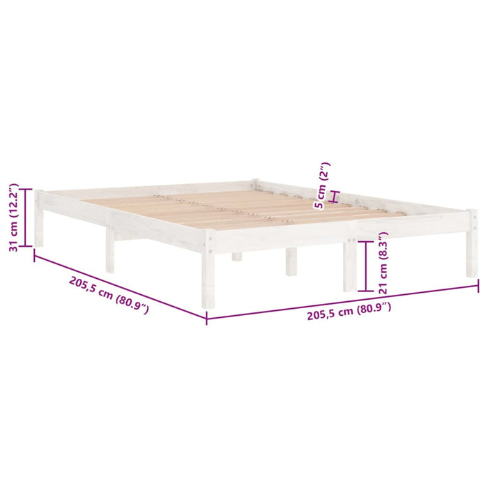 810038 vidaXL Bed Frame without Mattress White Solid Wood 200x200 cm