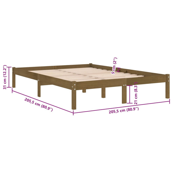 810040 vidaXL Cadru pat fără saltea Lemn masiv maro miere 200x200 cm