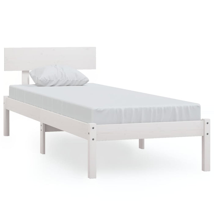 Bed Frame without Mattress White Solid Wood Small Single