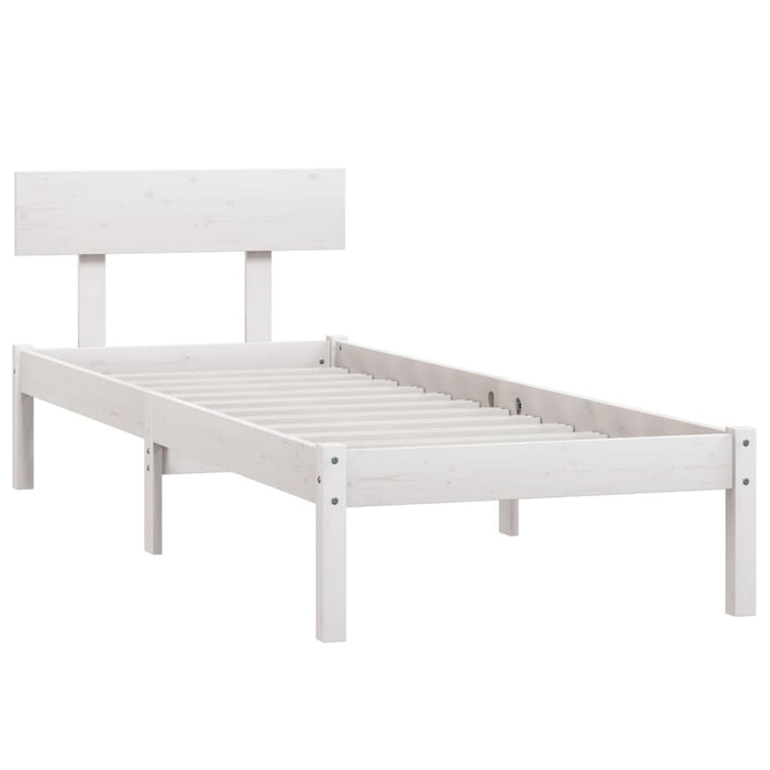 Bed Frame without Mattress White Solid Wood Small Single