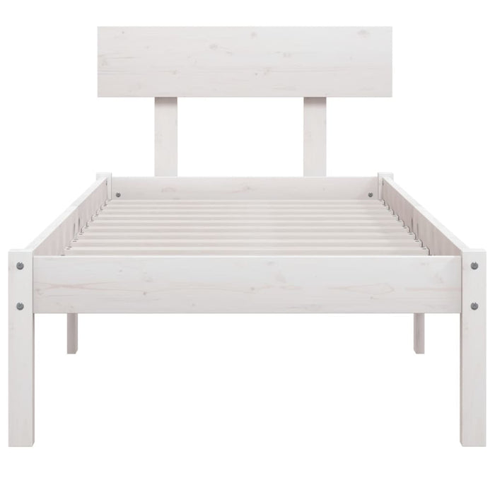 Bed Frame without Mattress White Solid Wood Small Single