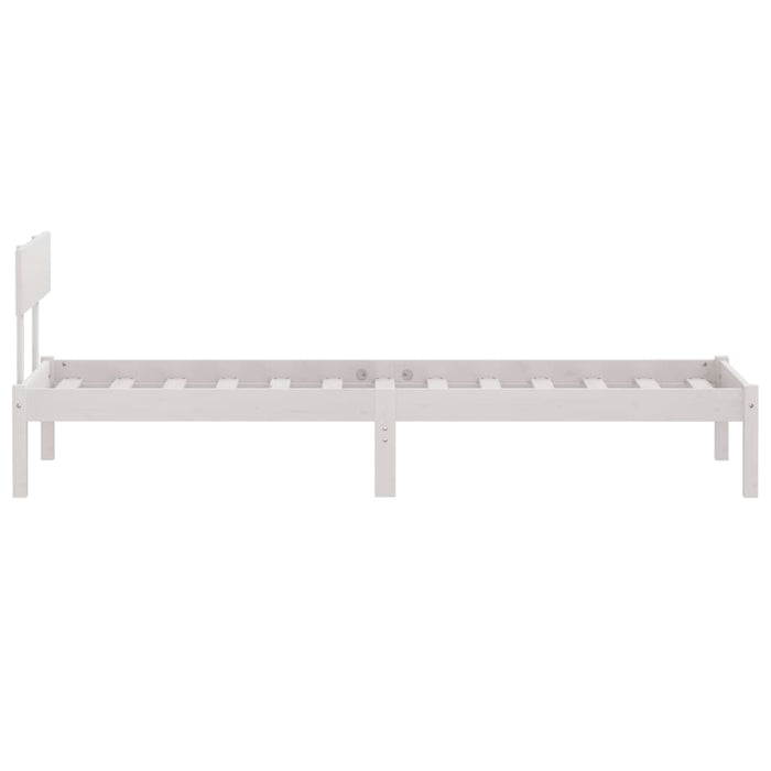 Bed Frame without Mattress White Solid Wood Small Single