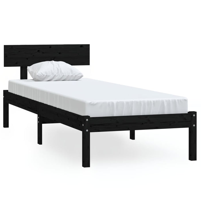 Bed Frame without Mattress Black Solid Wood Small Single