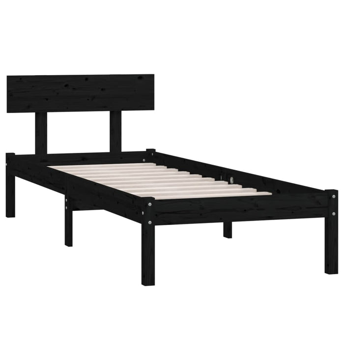 Bed Frame without Mattress Black Solid Wood Small Single