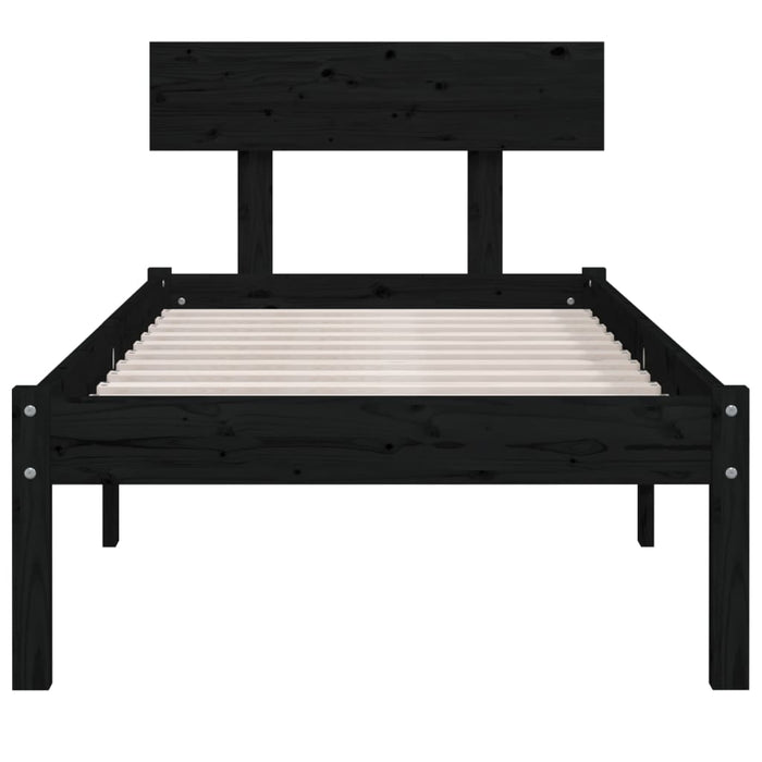 Bed Frame without Mattress Black Solid Wood Small Single