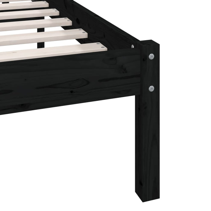 Bed Frame without Mattress Black Solid Wood Small Single