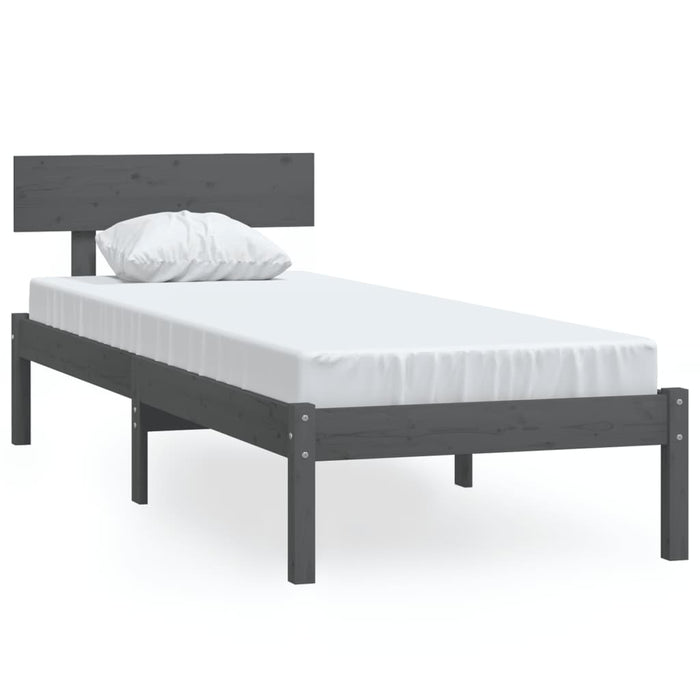 Bed Frame without Mattress Grey Solid Wood Pine Single