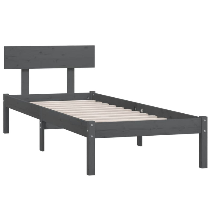 Bed Frame without Mattress Grey Solid Wood Pine Single