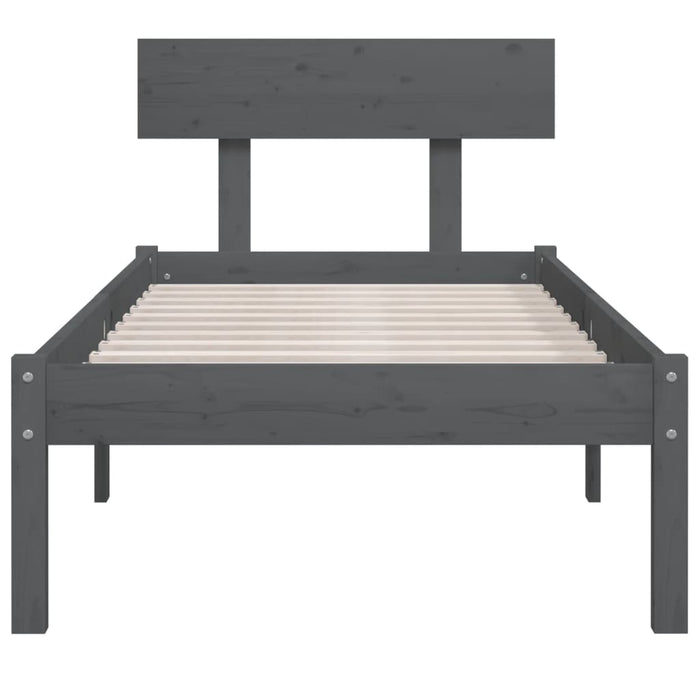 Bed Frame without Mattress Grey Solid Wood Pine Single