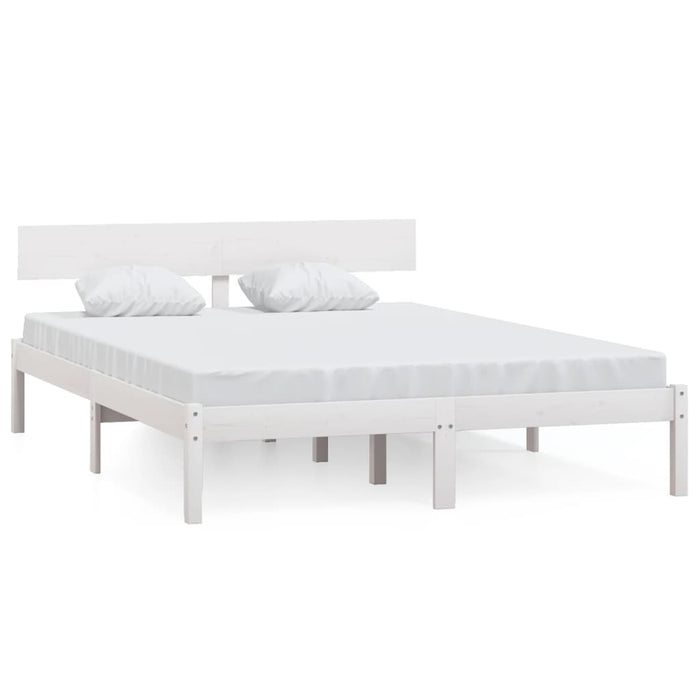 Bed Frame without Mattress White Solid Wood Small Double