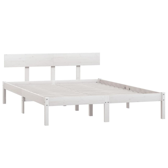 Bed Frame without Mattress White Solid Wood Small Double