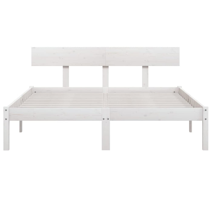 Bed Frame without Mattress White Solid Wood Small Double