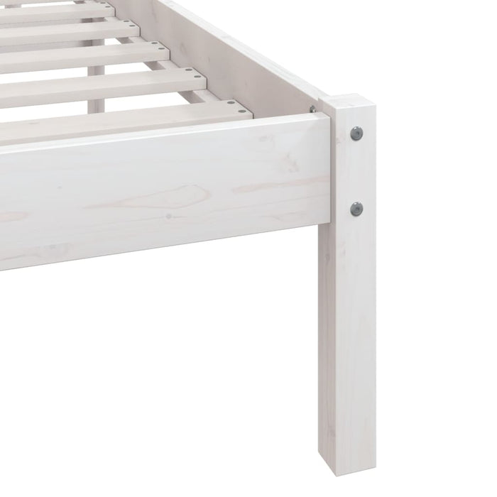 Bed Frame without Mattress White Solid Wood Small Double