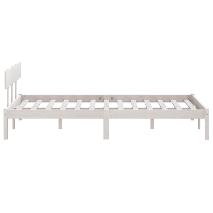 Bed Frame without Mattress White Solid Wood Pine Double