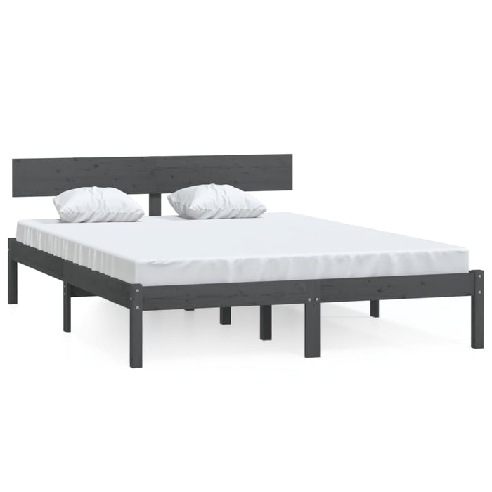 Bed Frame without Mattress Grey Solid Wood 140x190 cm