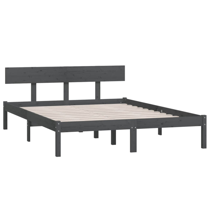 Bed Frame without Mattress Grey Solid Wood 140x190 cm