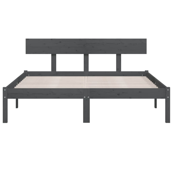 Bed Frame without Mattress Grey Solid Wood 140x190 cm