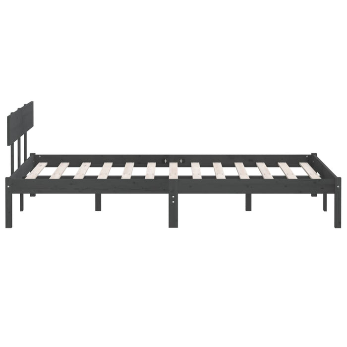 Bed Frame without Mattress Grey Solid Wood 140x190 cm