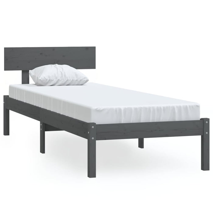 Bed Frame without Mattress Grey Solid Wood 100x200 cm