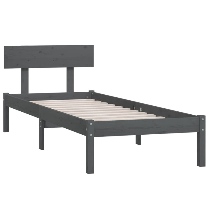 Bed Frame without Mattress Grey Solid Wood 100x200 cm