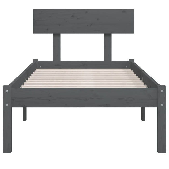 Bed Frame without Mattress Grey Solid Wood 100x200 cm