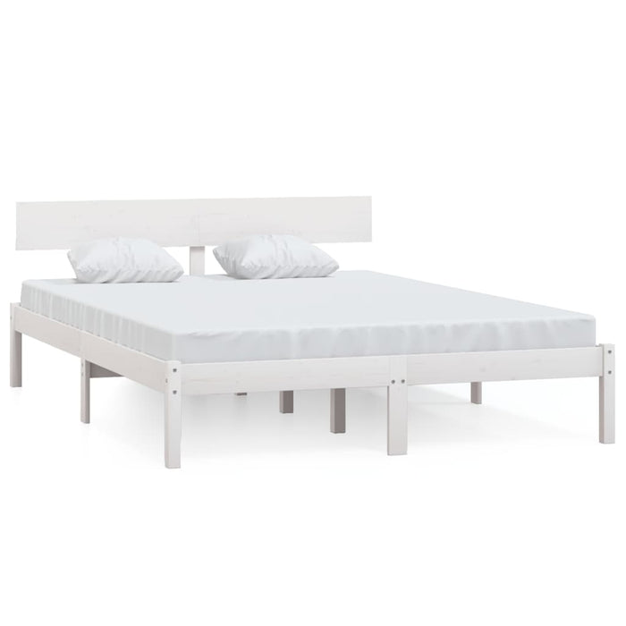 Bed Frame without Mattress White Solid Wood 120x200 cm