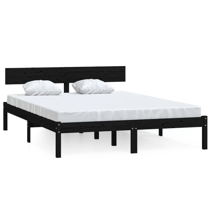 Bed Frame without Mattress Black Solid Wood 140x200 cm