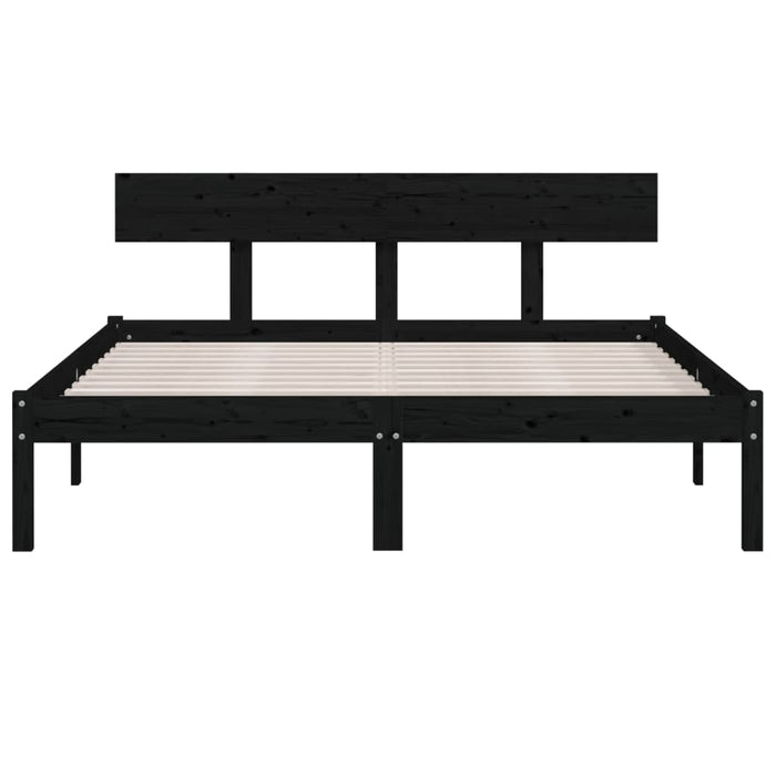 Bed Frame without Mattress Black Solid Wood 140x200 cm